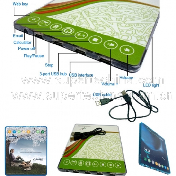 Multi-function web key USB hub with mouse pad